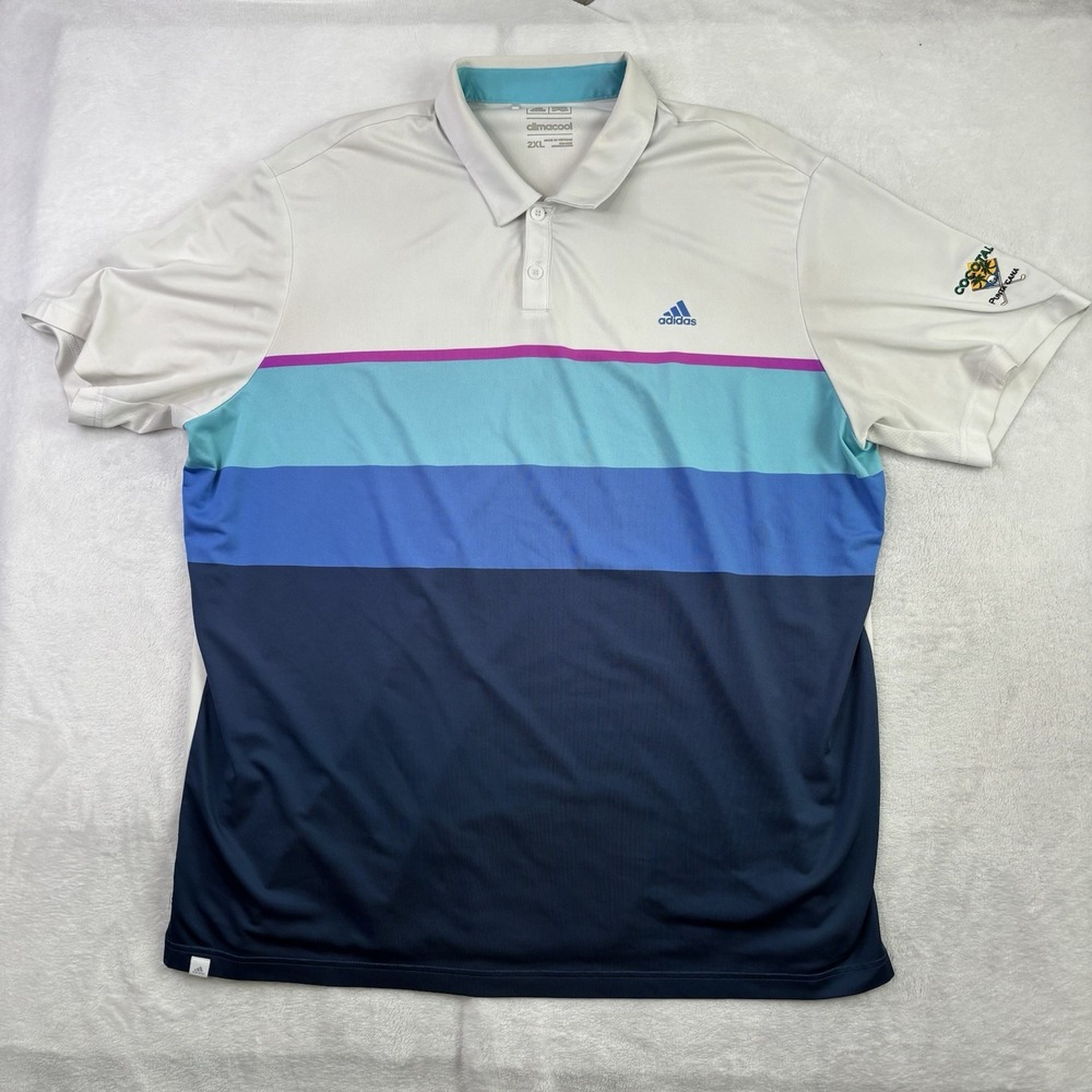 Adidas Cocotal Punta Cana Climacool White Short Sleeve Collared Polo Shirt 2XL